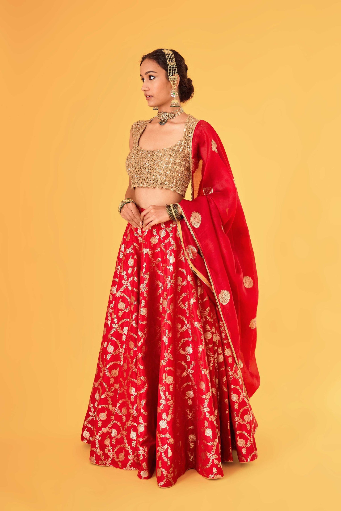 Durgavati Banarasi Lehenga (Surkh)