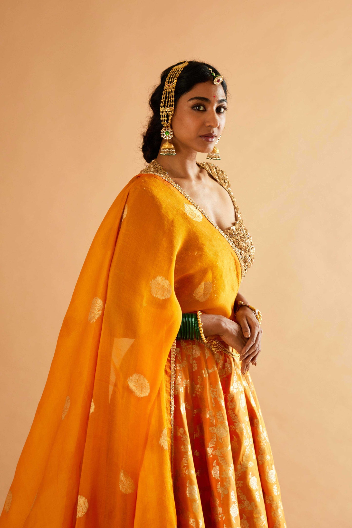 Durgavati Banarasi Lehenga (Haldi)