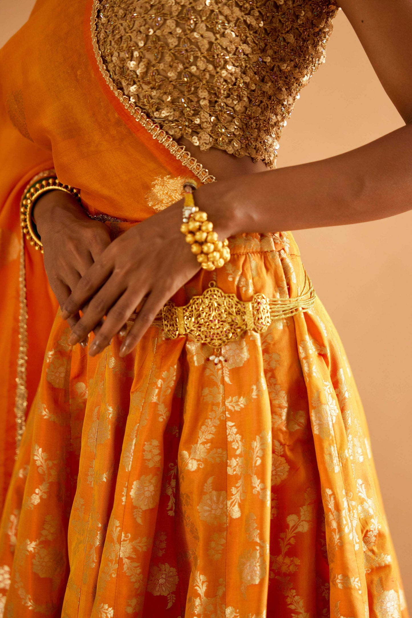 Durgavati Banarasi Lehenga (Haldi)