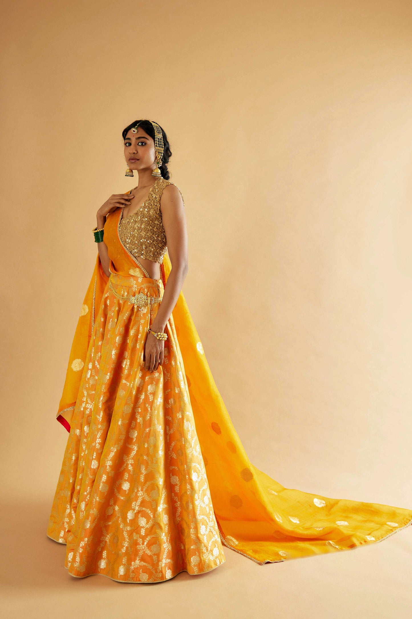 Durgavati Banarasi Lehenga (Haldi)