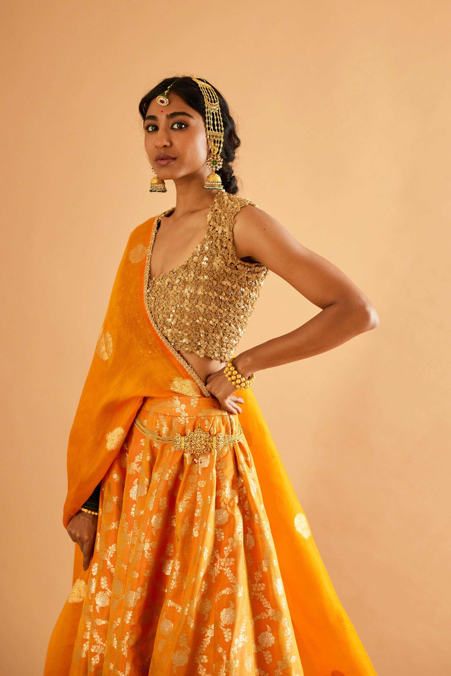 Durgavati Banarasi Lehenga (Haldi)