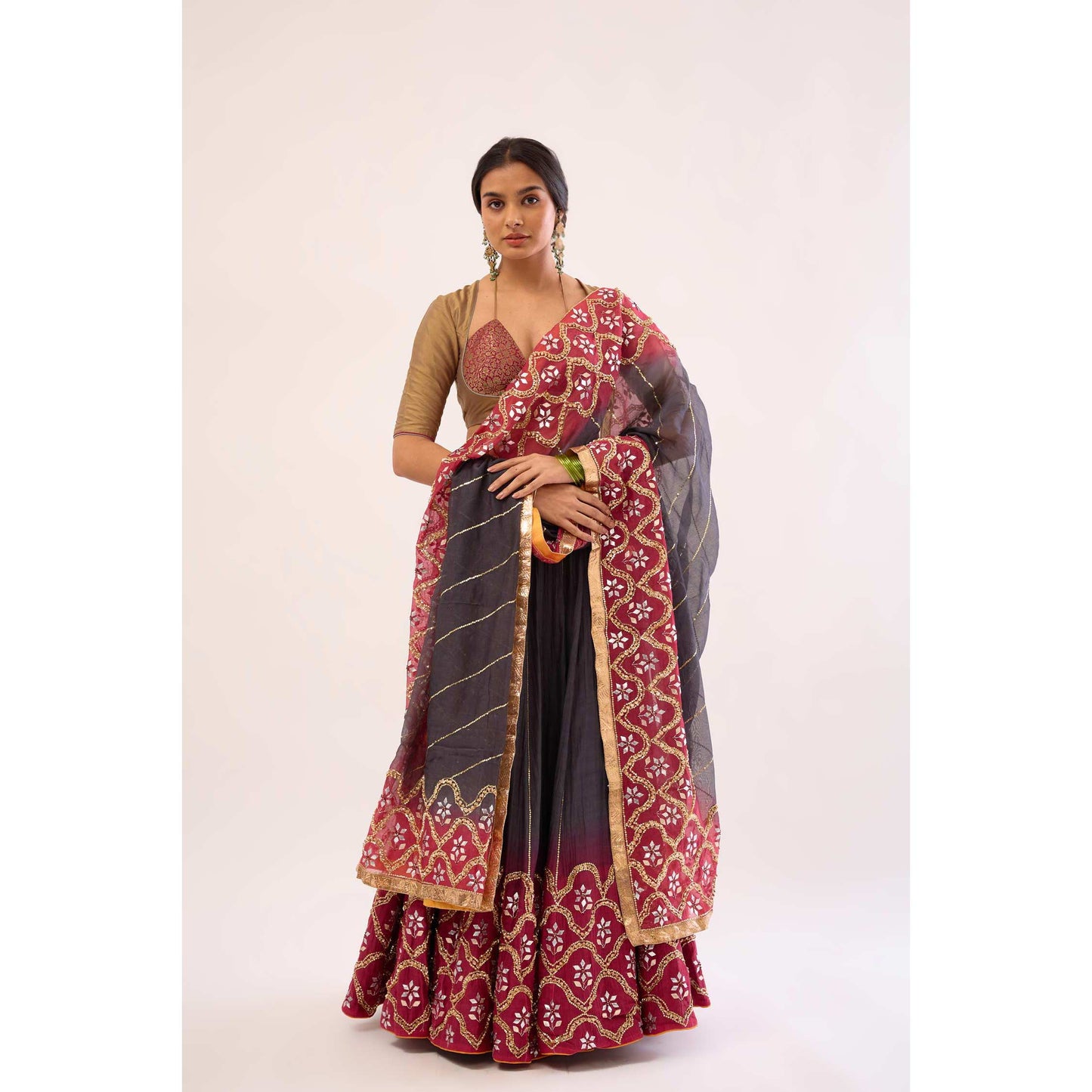 Indrani Lehenga Selaiti and Surkh