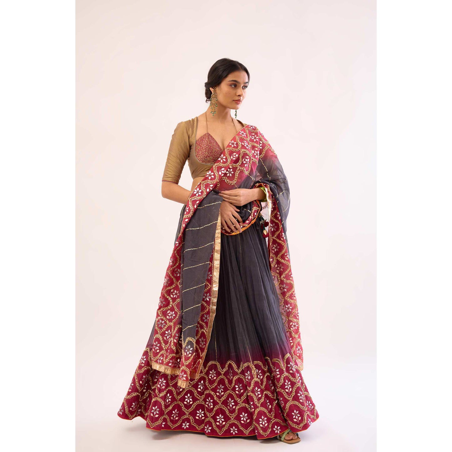 Indrani Lehenga Selaiti and Surkh