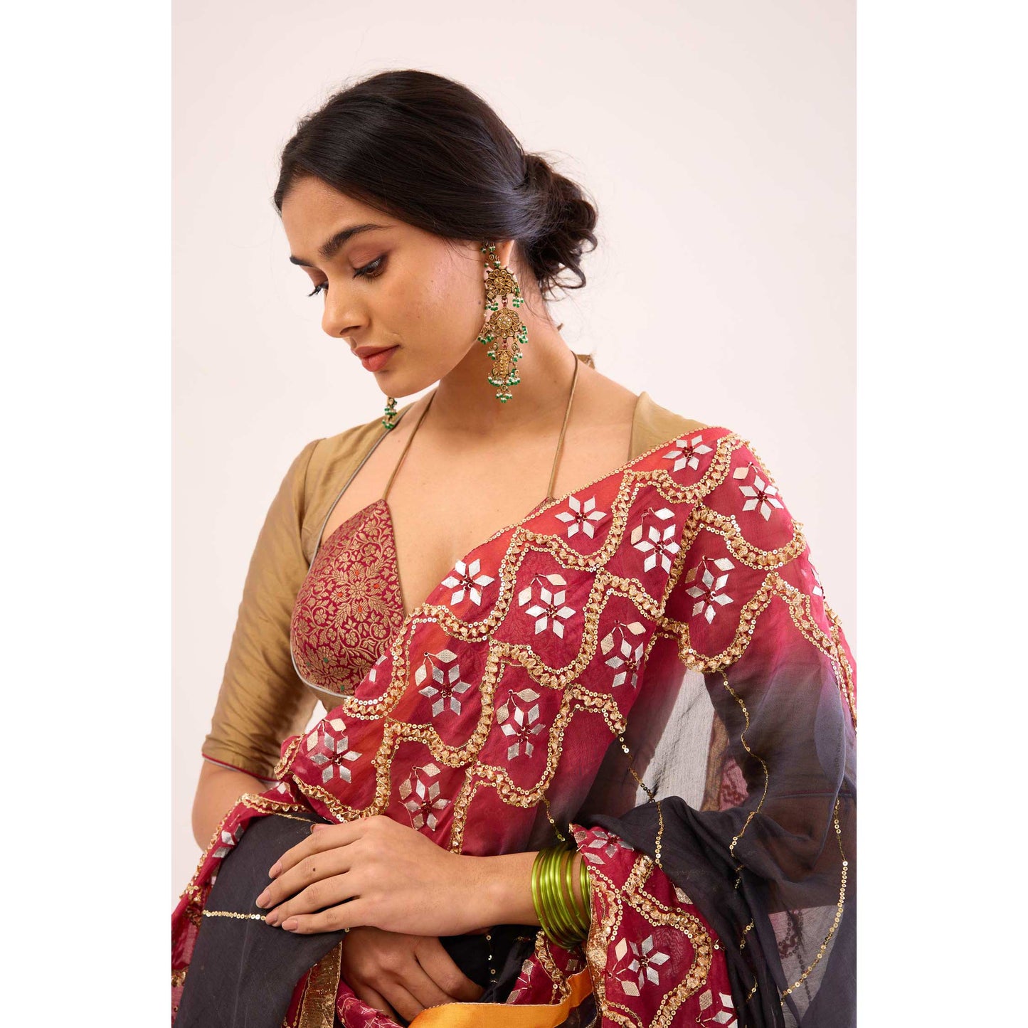 Indrani Lehenga Selaiti and Surkh