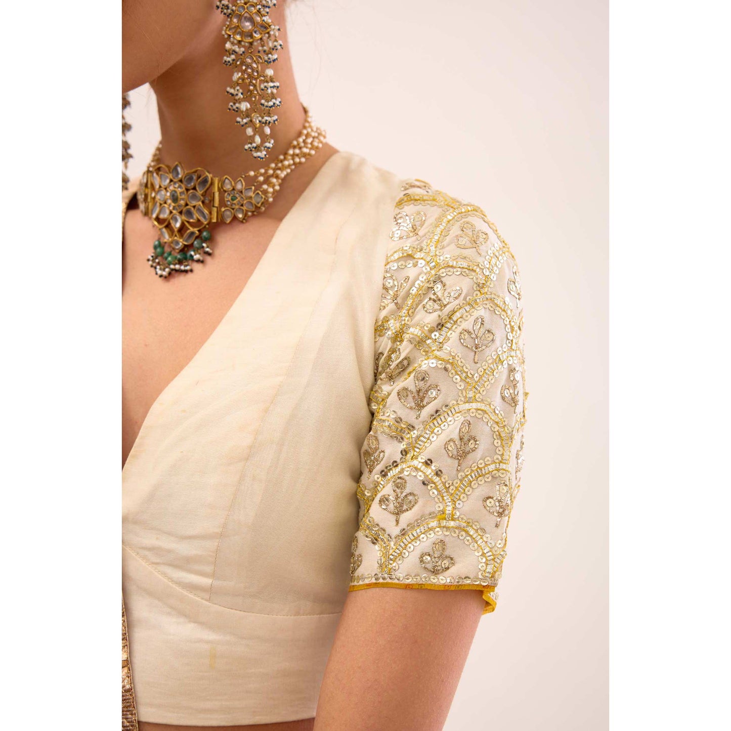Indrani Lehenga Halka Safed and Peela