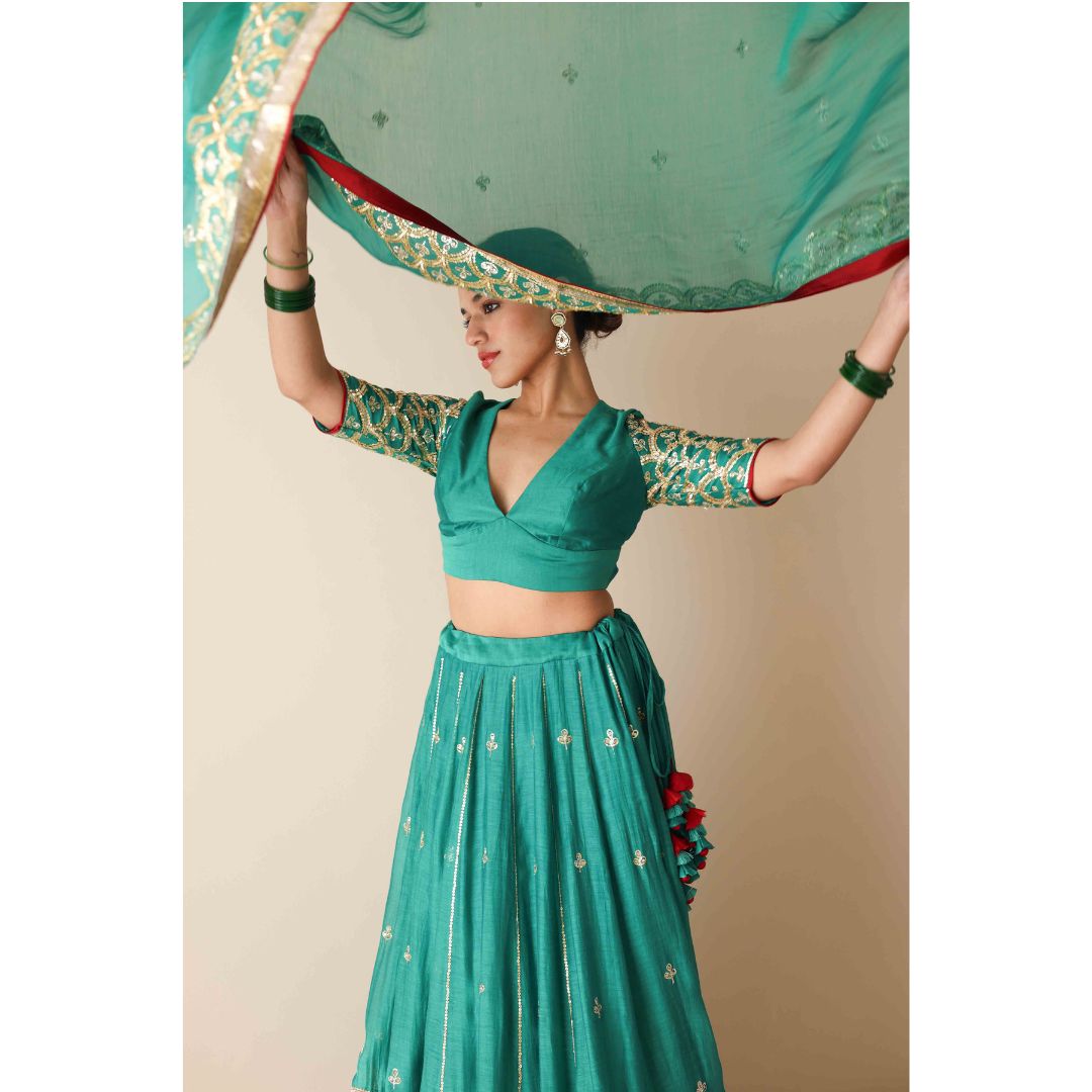 Indrani Lehenga Sabz Hara