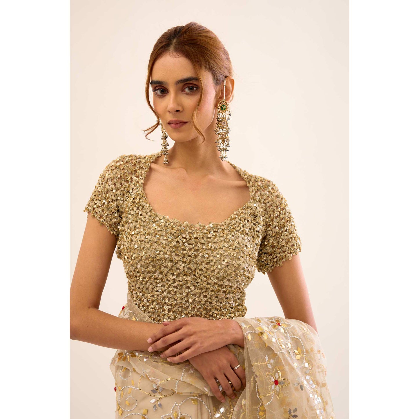 Padmavati saree- Gandumi/ Ivory