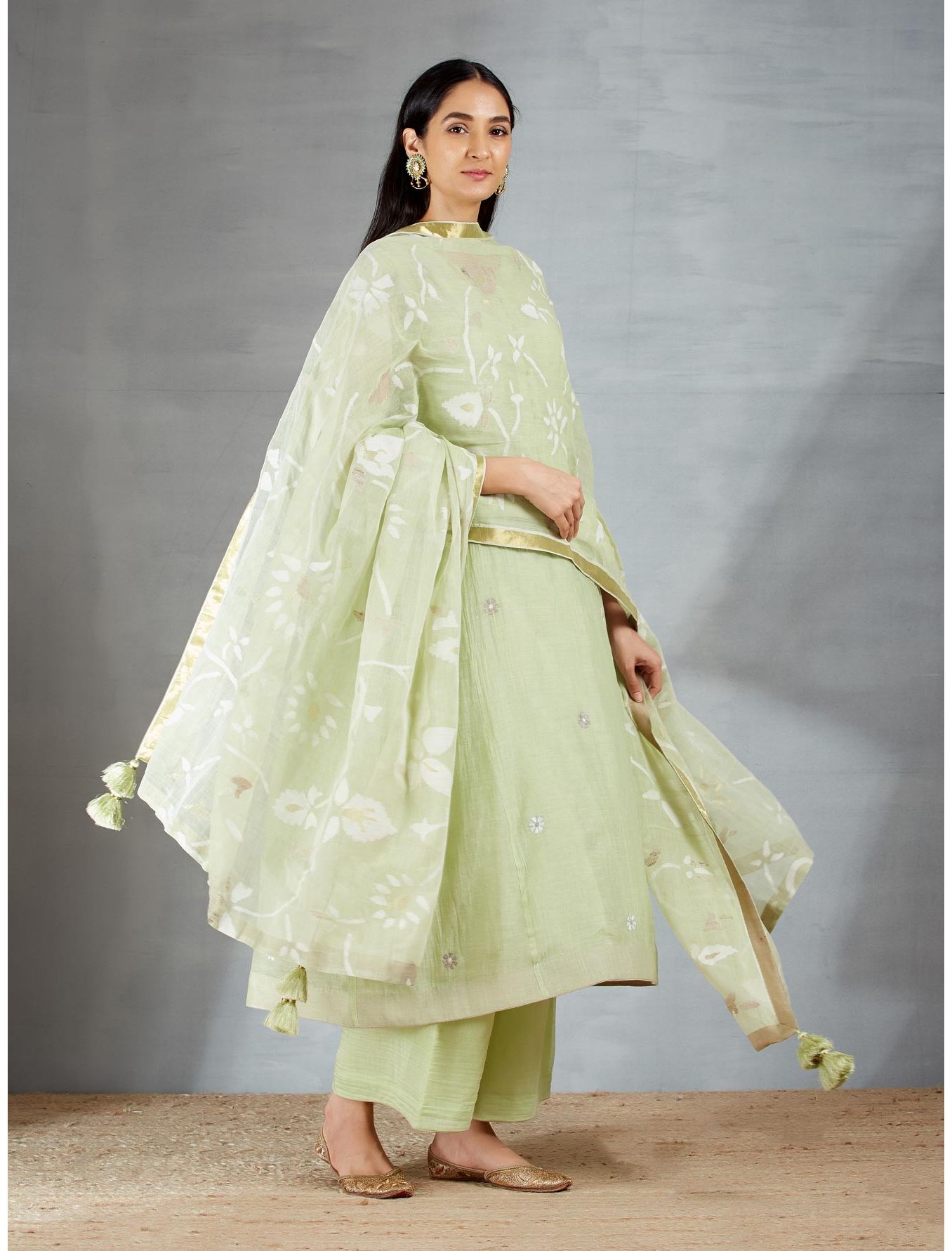 Dhakai joda in Apple Green