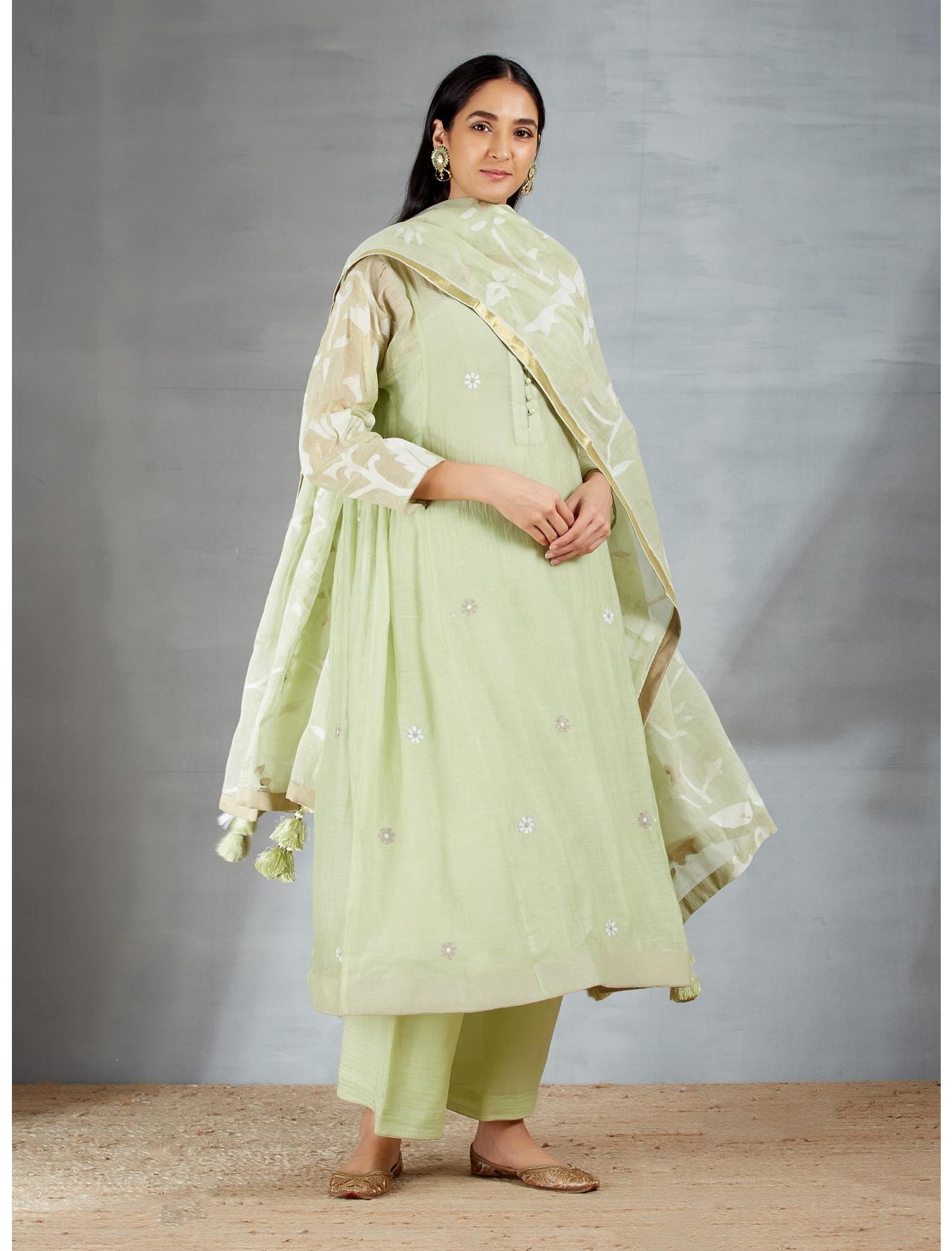 Dhakai joda in Apple Green