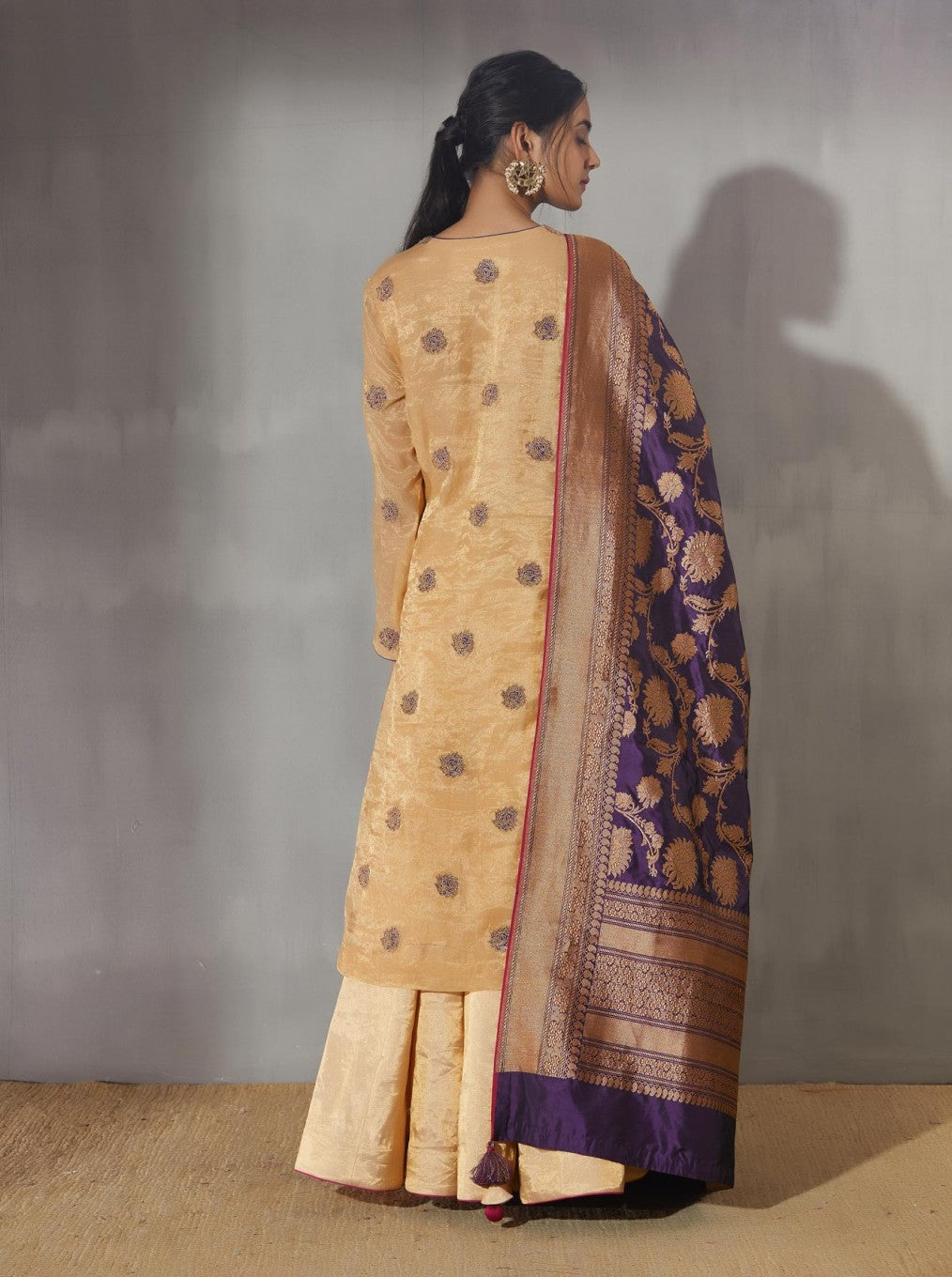 Cream lehenga with Banarasi dupatta Joda