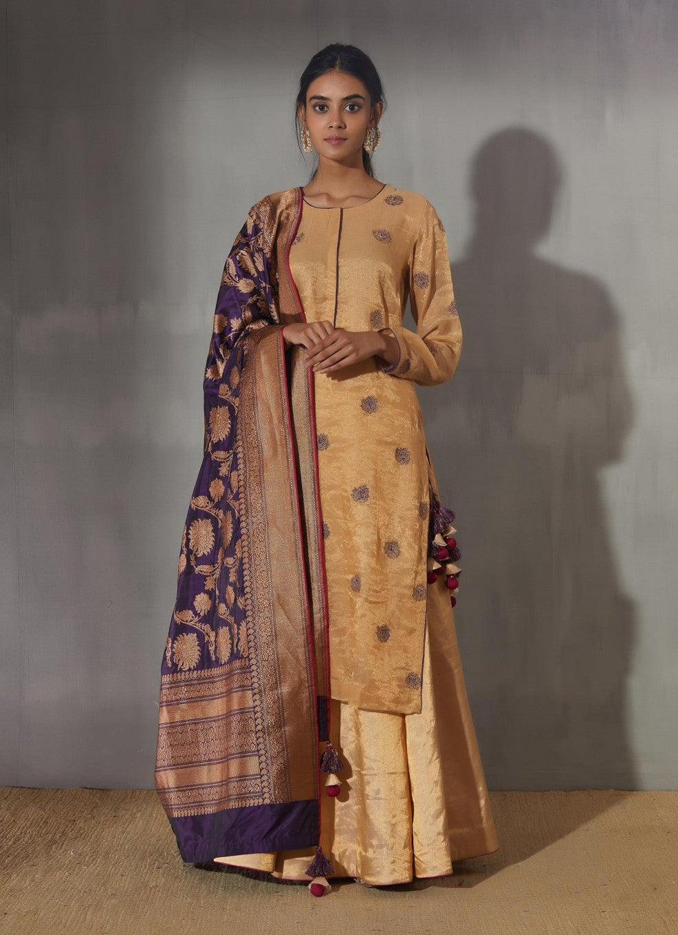 Cream lehenga with Banarasi dupatta Joda