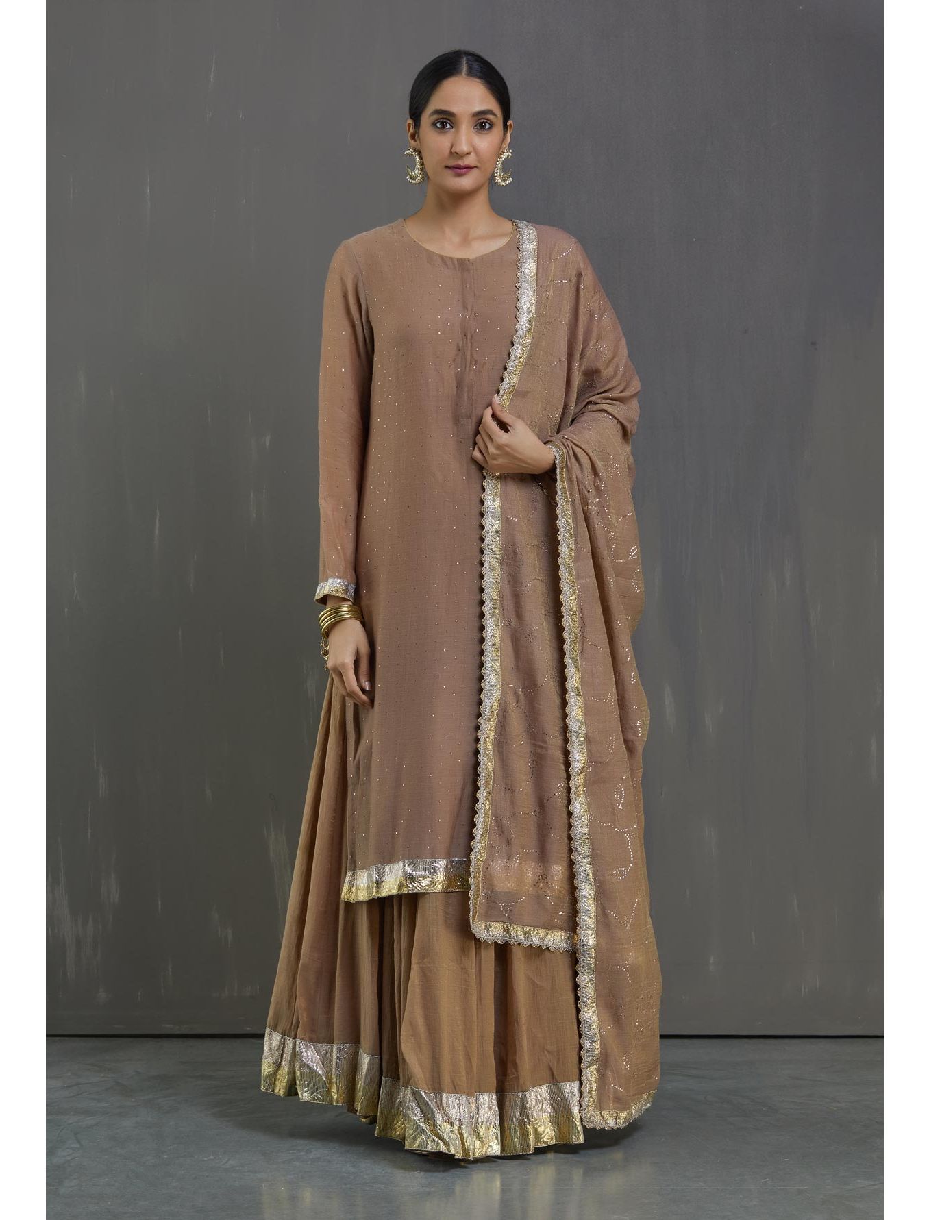 Kamdani lehenga Joda- Brown