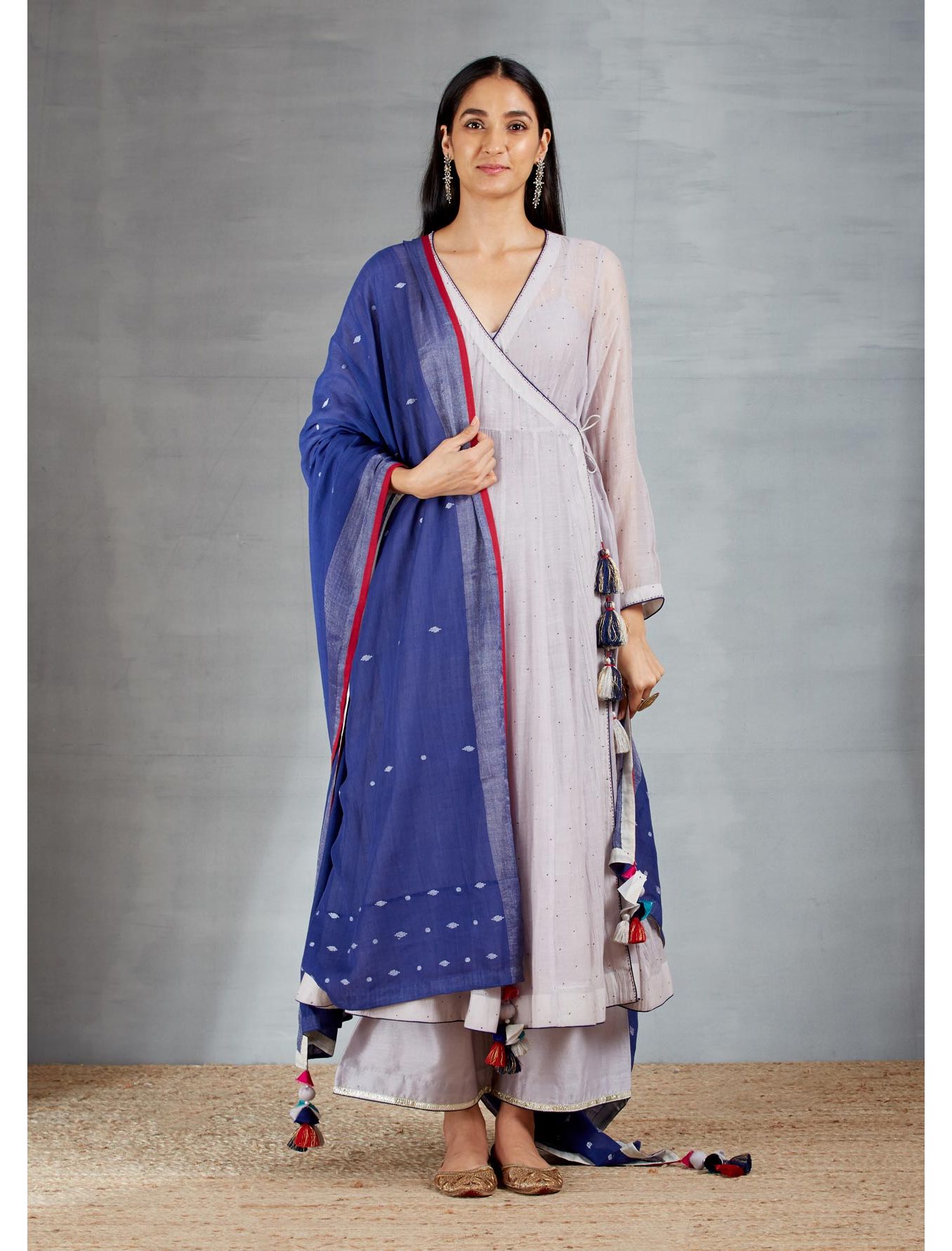 Grey joda with Blue dupatta