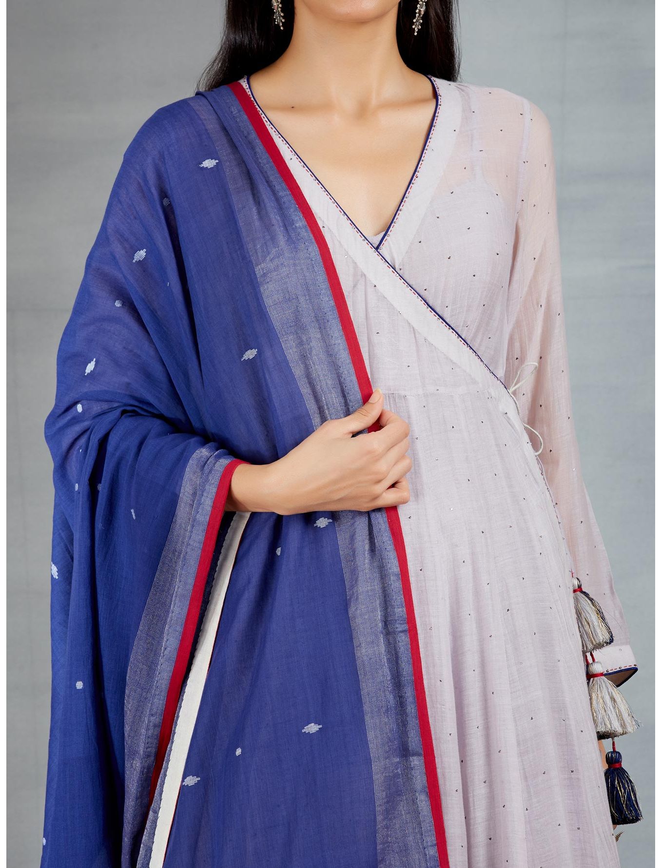Grey joda with Blue dupatta