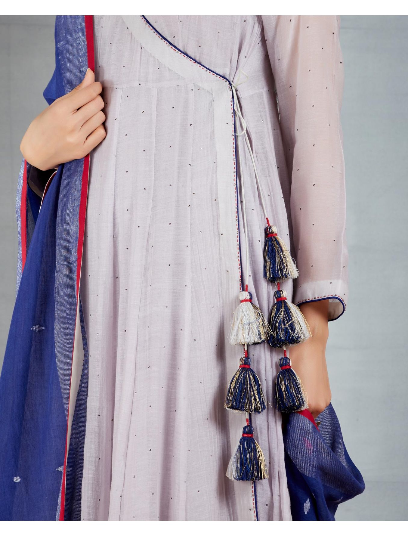 Grey joda with Blue dupatta