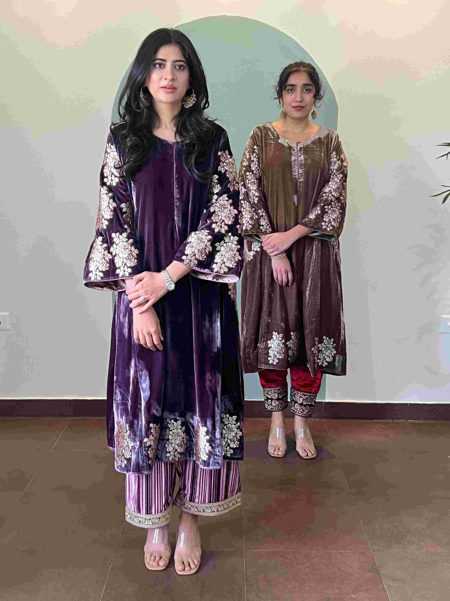 Jamuni makhmal with gold patchwork embroidery