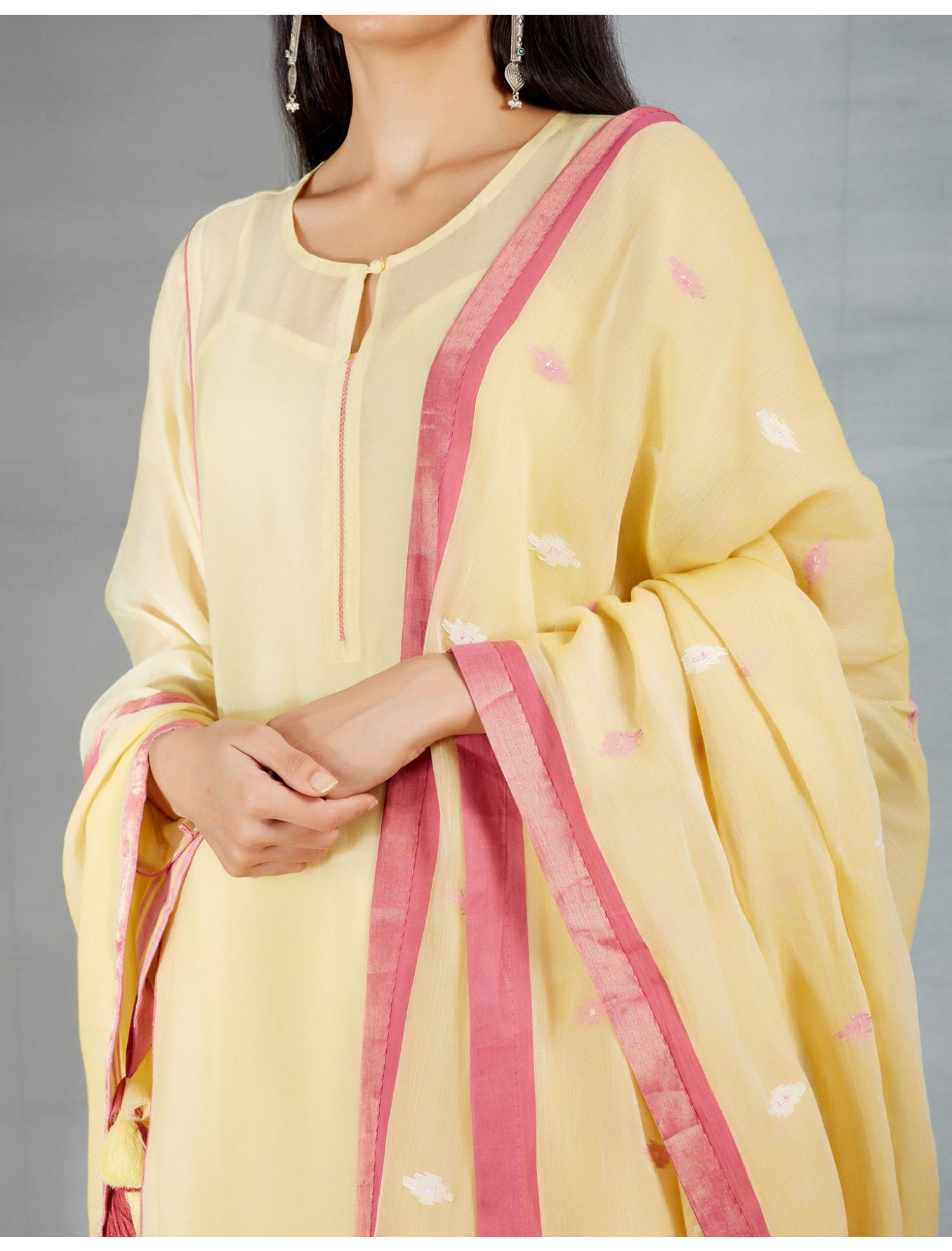 Dhakai joda in Lemon and Red