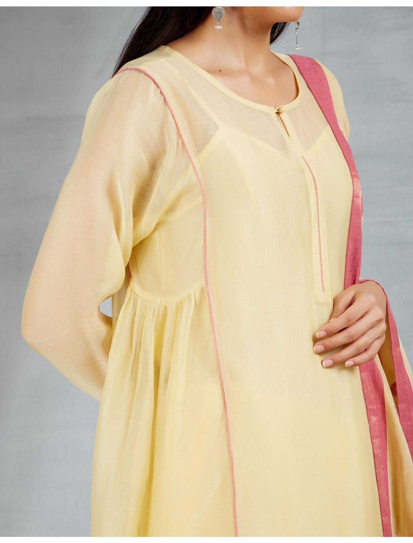 Dhakai joda in Lemon and Red