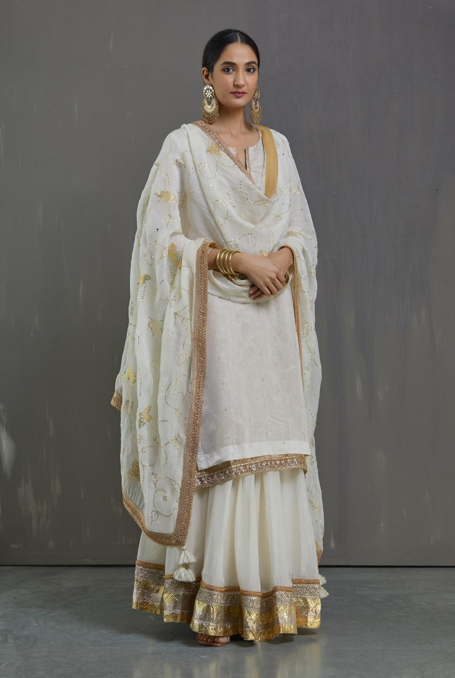 Kamdani lehenga Joda- Offwhite