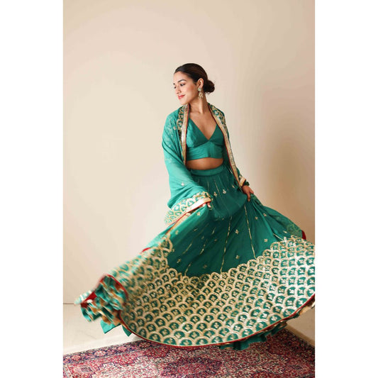 Indrani Lehenga Sabz Hara
