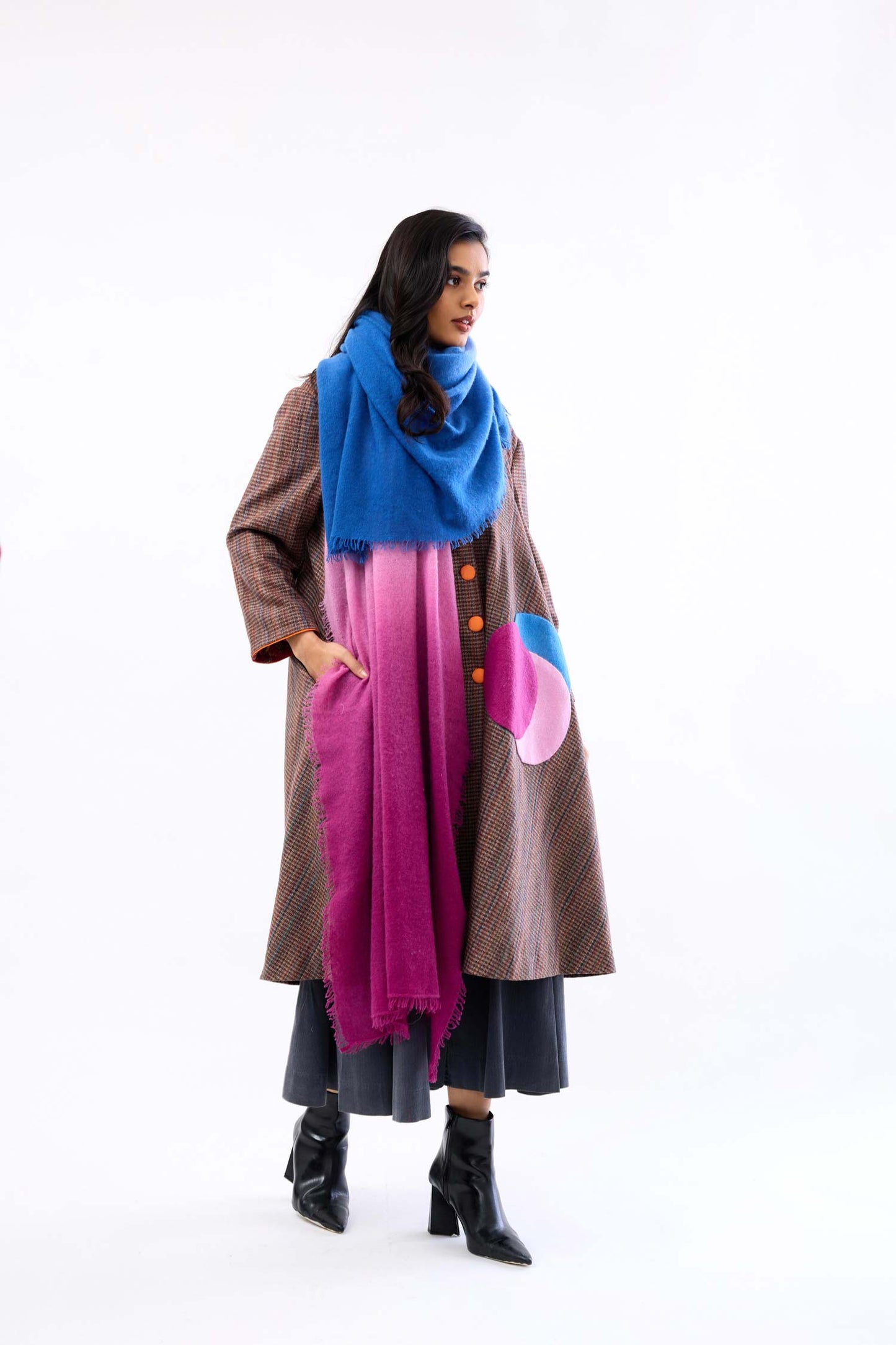 Mehri Kathai with magenta and blue