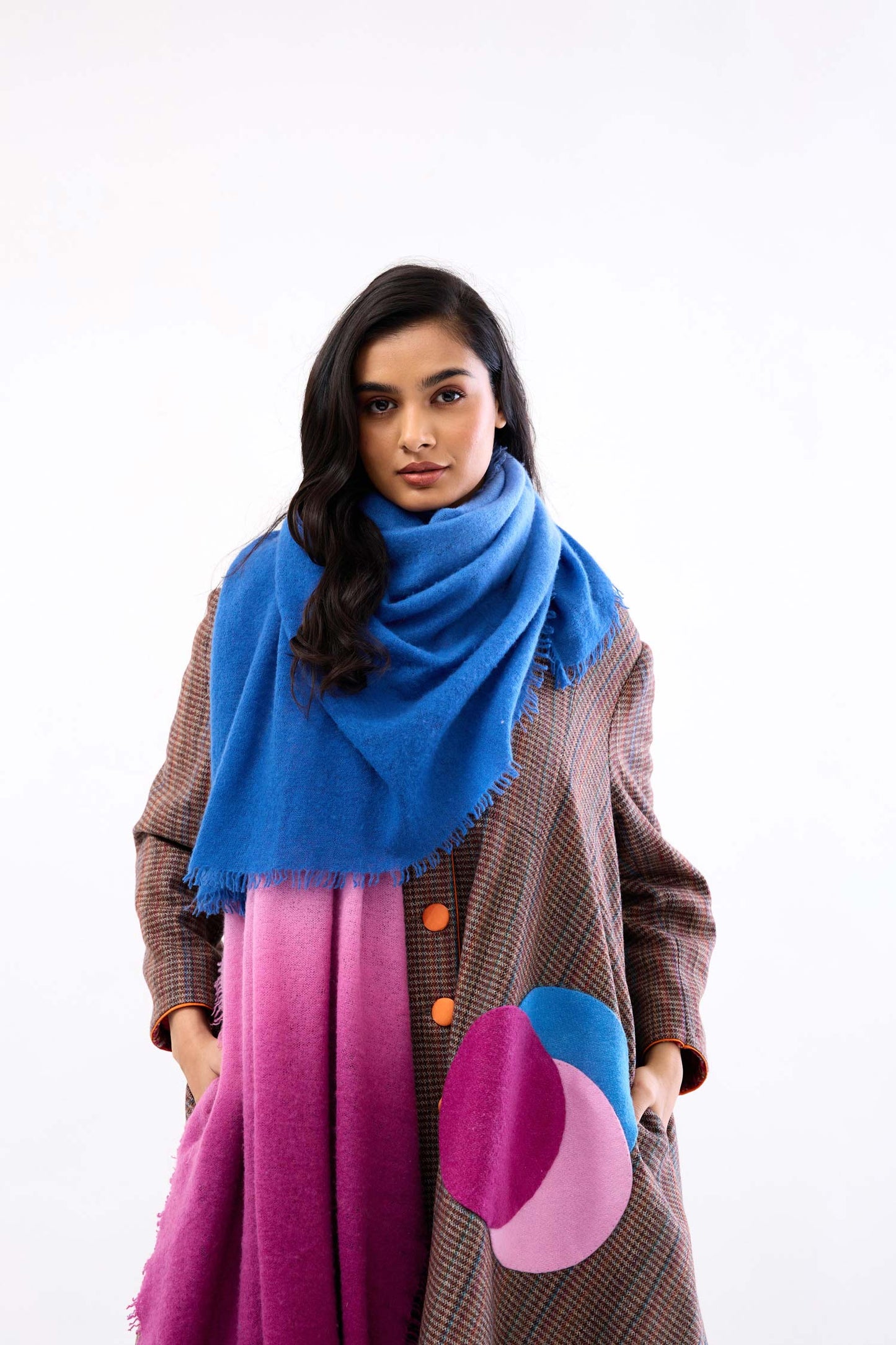 Mehri Kathai with magenta and blue