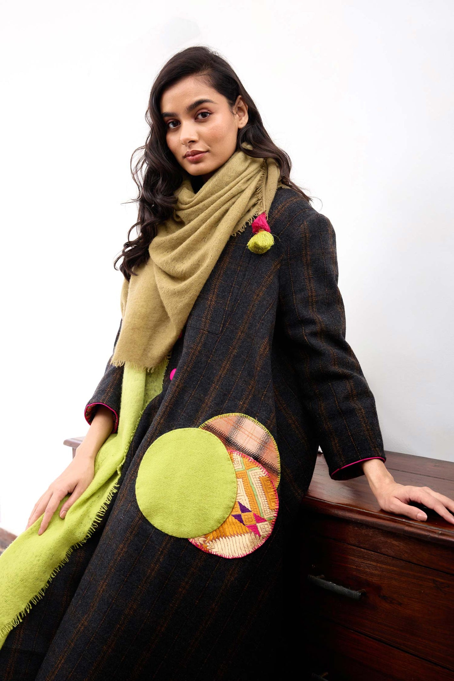 Mehri Kathai with lime green