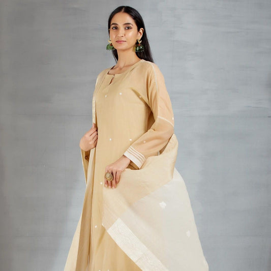 Dhakai joda in Beige and Offwhite