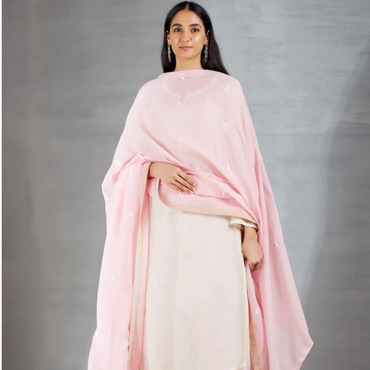 Dhakai joda in Cream and Pink