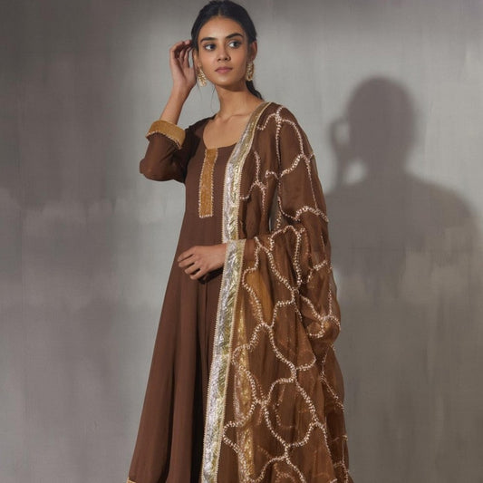 Kainchi Jaal Anarkali joda- Brown