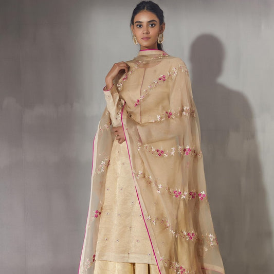 Cream Chadi work lehenga Joda