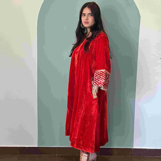 Orange makhmal with leheria joda (2)